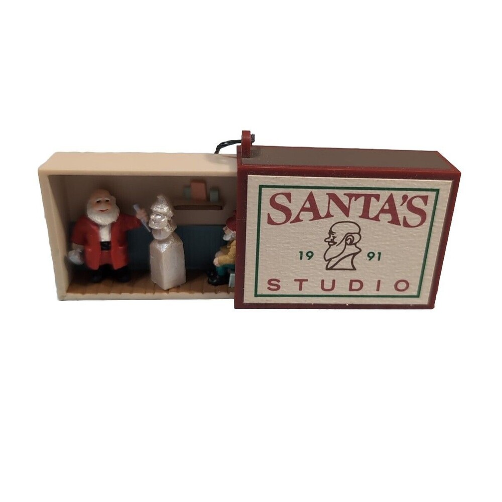 1991 Hallmark Ornament Matchbox Memories Santa's Studio 1.5"x2"